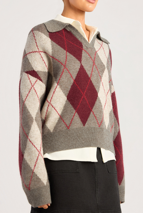Argyle Knit - Charcoal