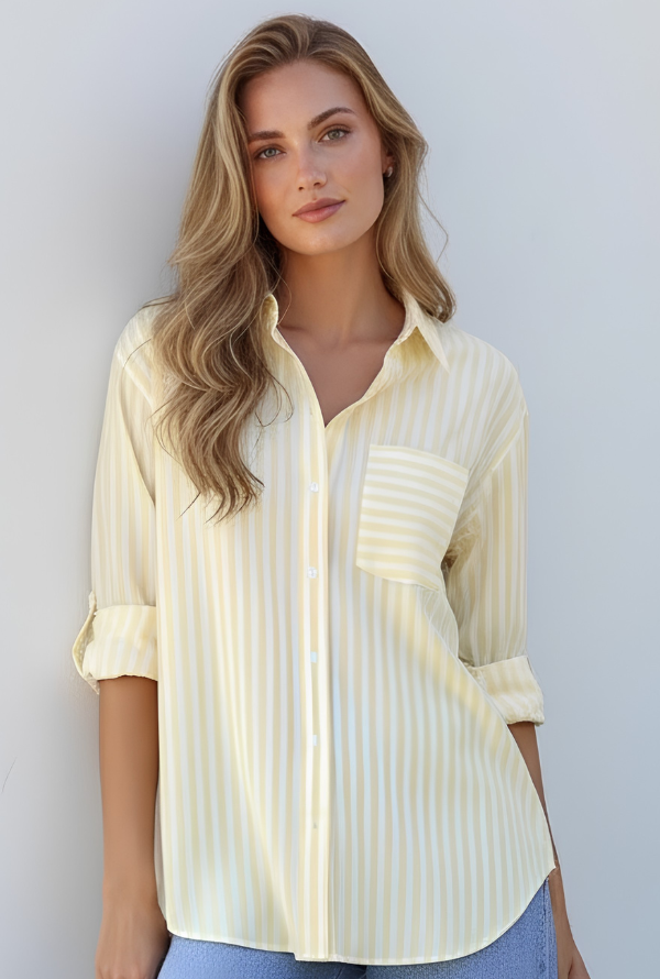 Sienna Shirt - Lemon/White