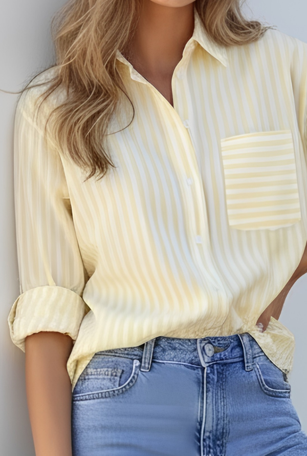 Sienna Shirt - Lemon/White