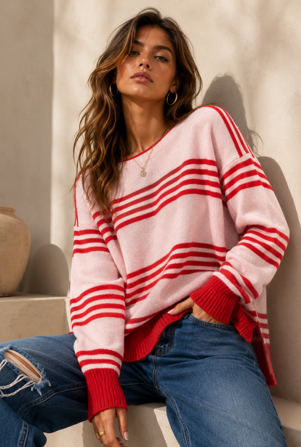 Aysha Knit - Blush/Red