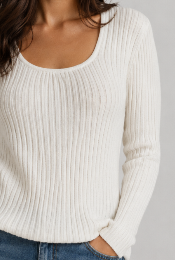 Tate Ribbed Top - White