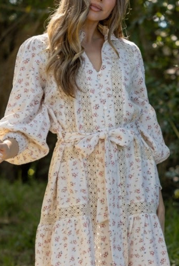 Ditsy Floral Midi - Natural