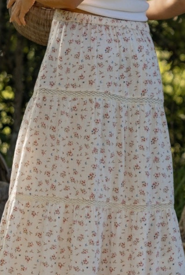 Ditsy Floral Skirt - Natural