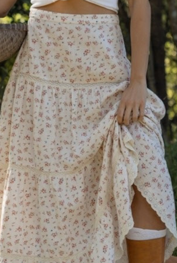 Ditsy Floral Skirt - Natural