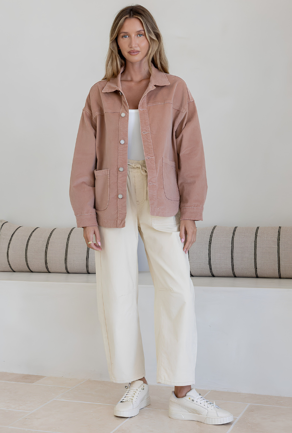 Taylor Cord Shacket - Blush