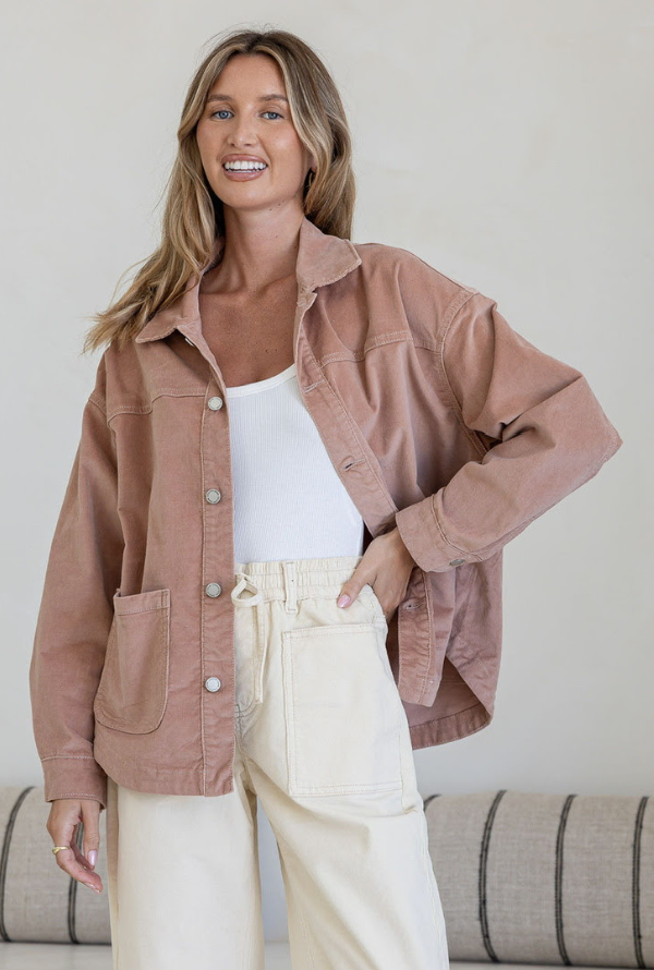 Taylor Cord Shacket - Blush