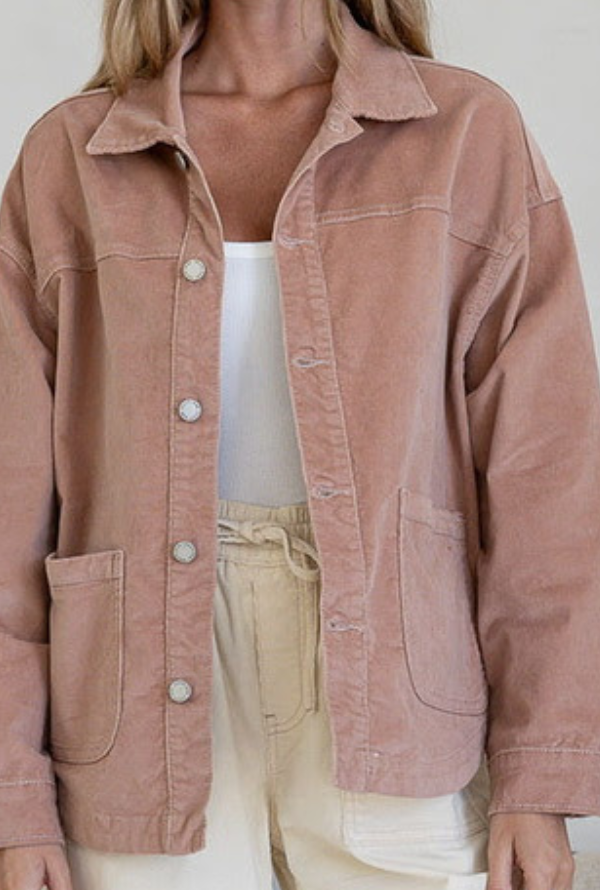 Taylor Cord Shacket - Blush