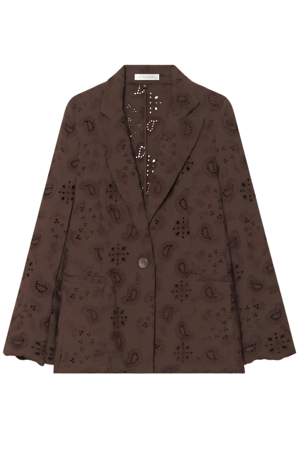 Audrey Broderie Blazer - Chocolate