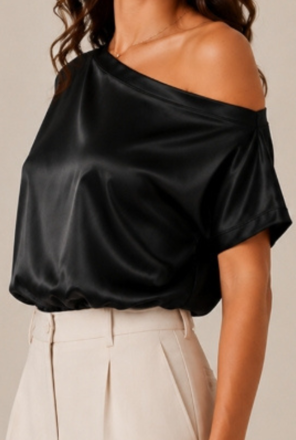 Belle Satin Top - Black