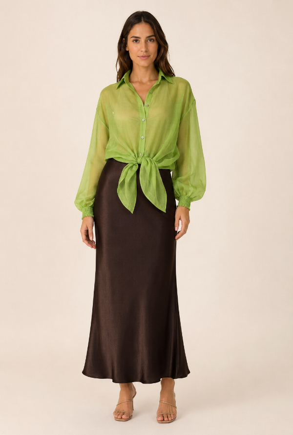 Maple Satin Skirt - Chocolate