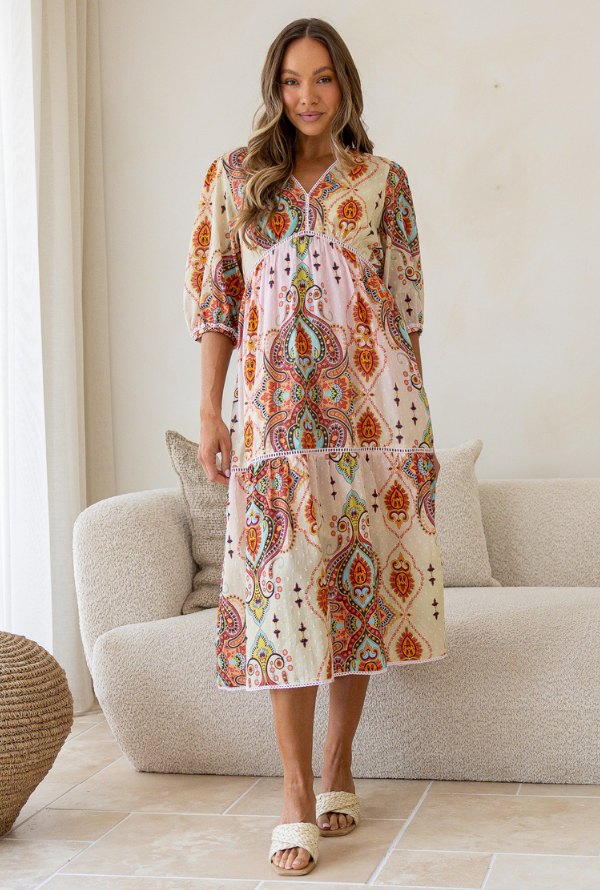 Vintage Paisley Midi - Ombre Blush / Lemon