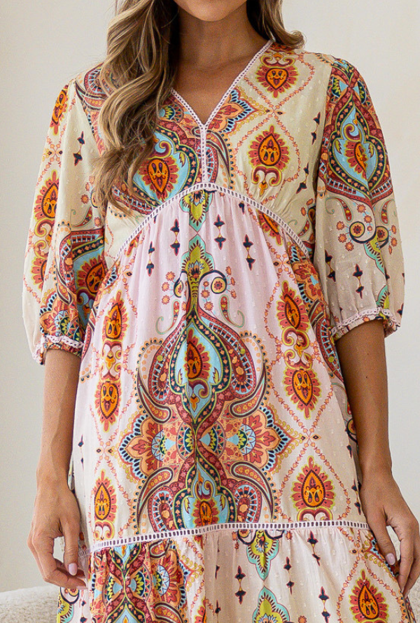 Vintage Paisley Midi - Ombre Blush / Lemon