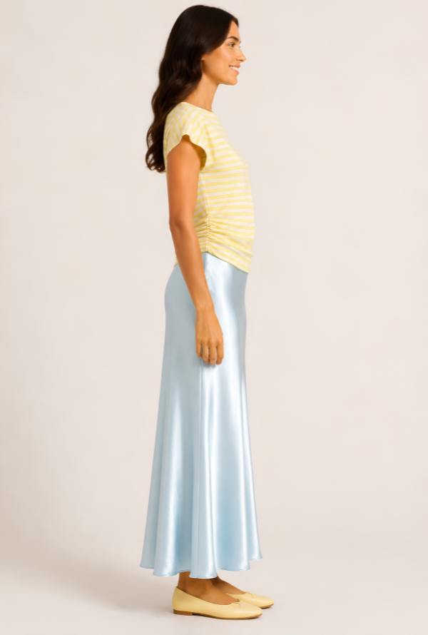 Maple Satin Skirt - Ice Blue