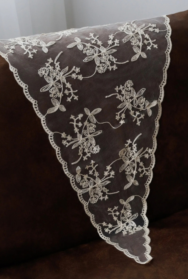 Seraphine Lace Head Scarf - Ivory