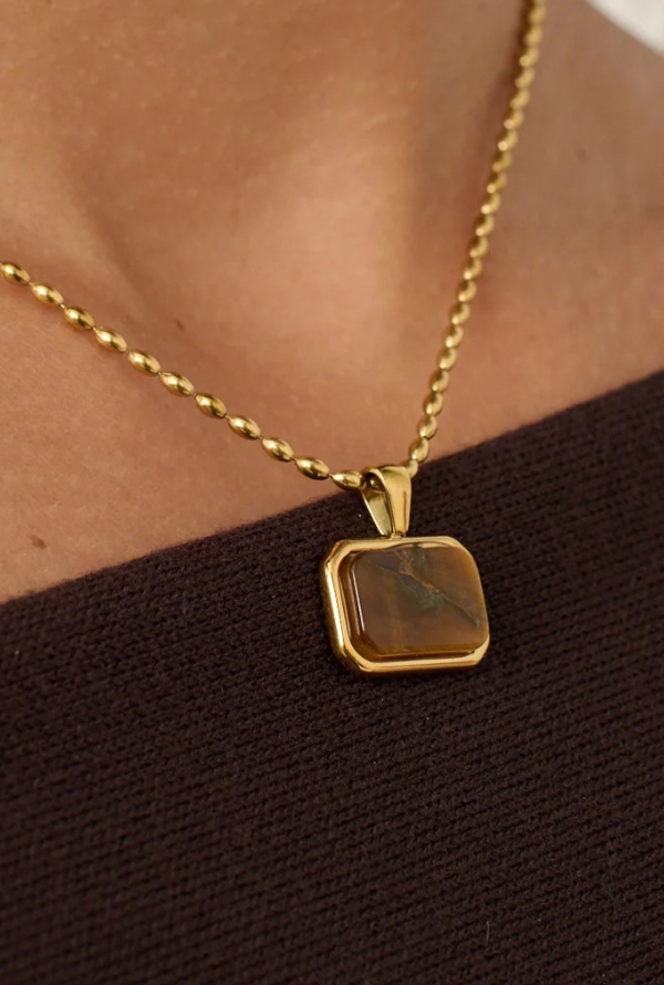Voyager Tiger Eye Neckless - Gold