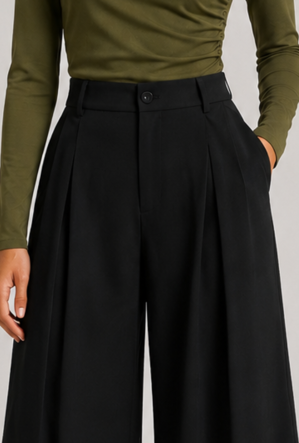 Bella Pleat Pant - Black