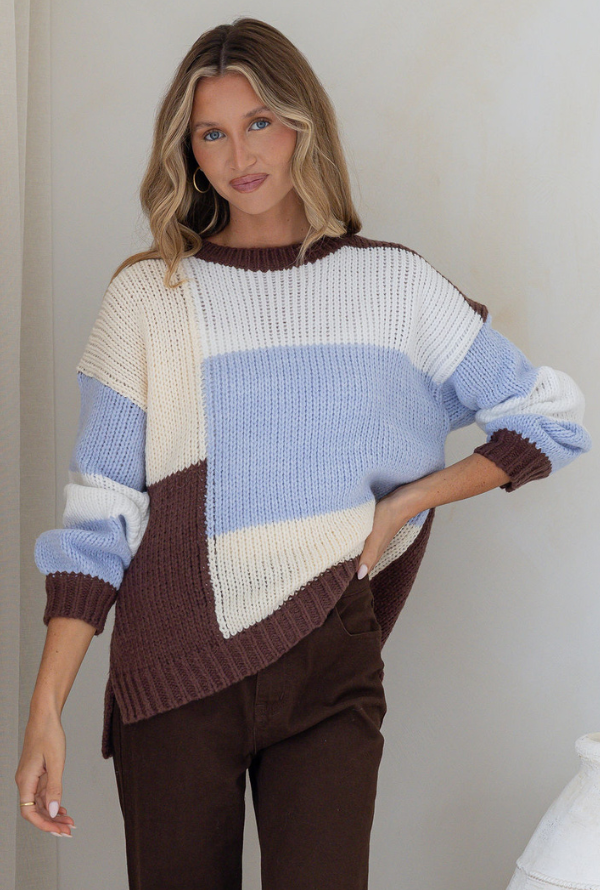 Morgan Knit - Powder Blue / Choc