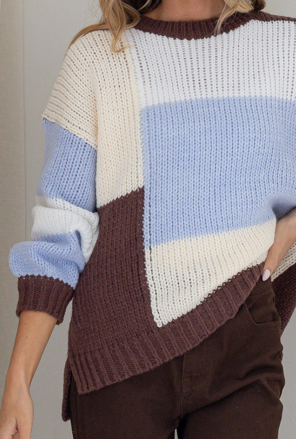 Morgan Knit - Powder Blue / Choc