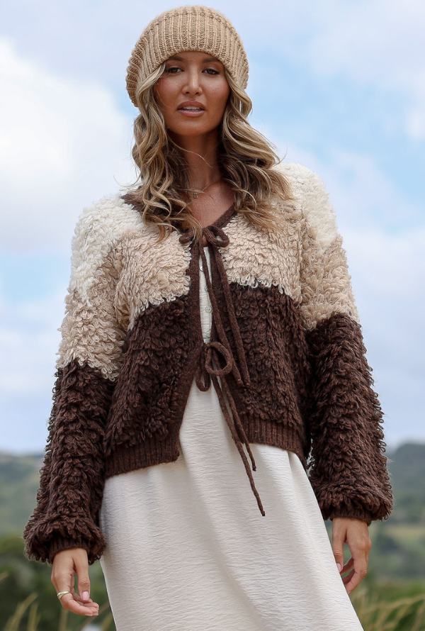 Aria Cardigan - Latte/Choc