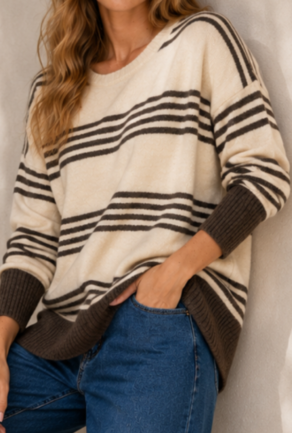 Aysha Knit - Latte/Chocolate