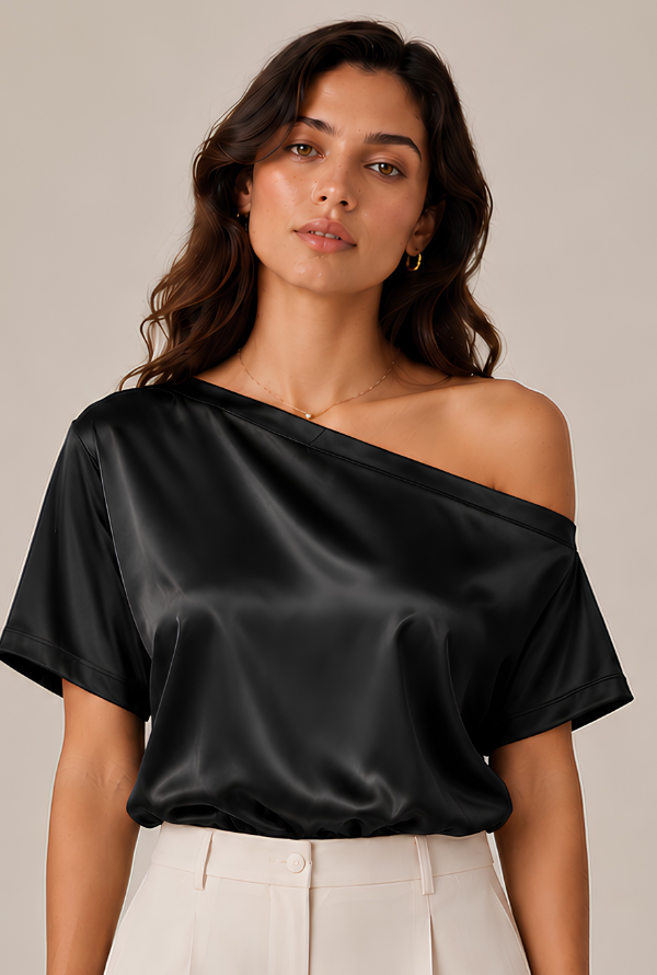 Belle Satin Top - Black