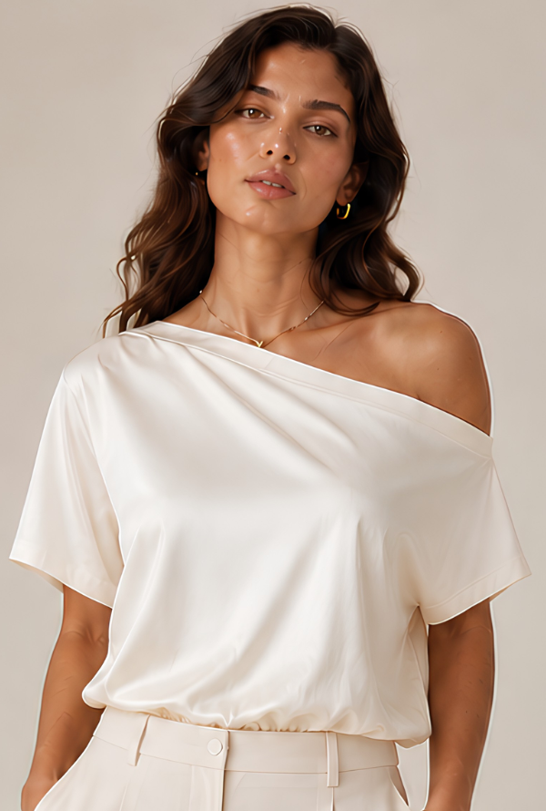 Belle Satin Top - Ivory