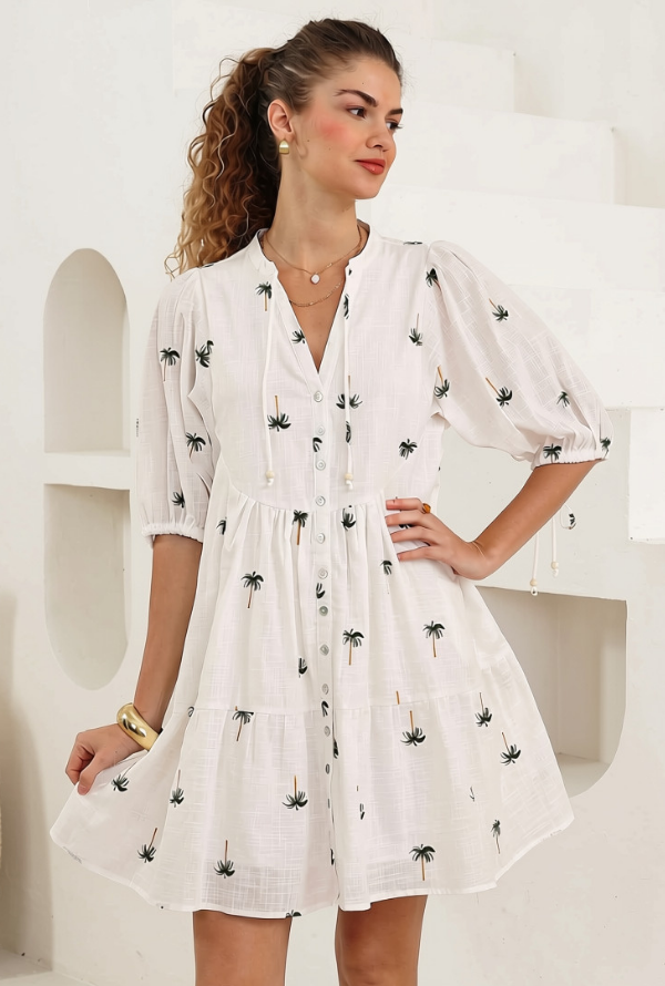 Palm Dress - White