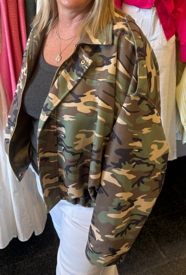 Molly Faux Suede Jacket - Camo
