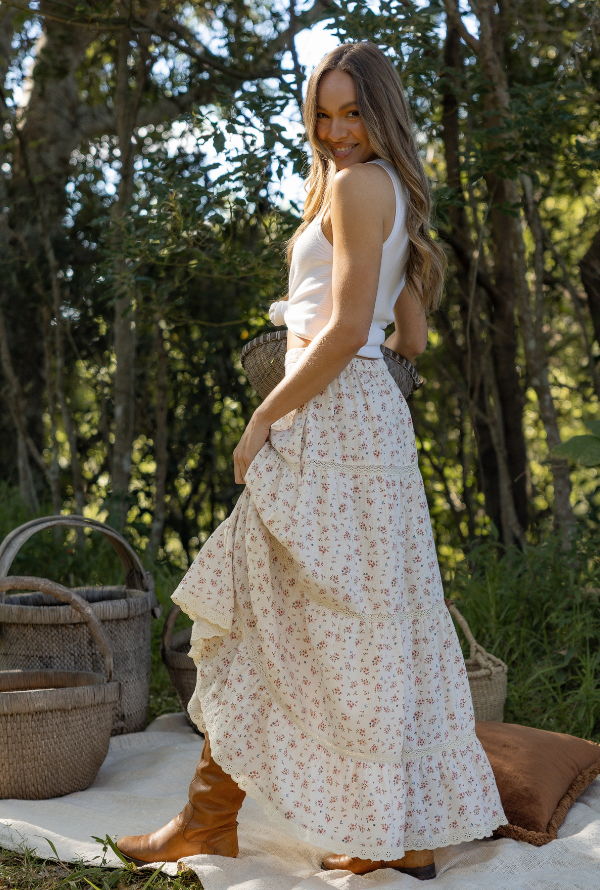 Ditsy Floral Skirt - Natural